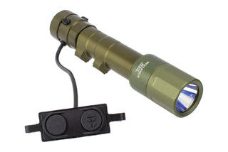 Cloud Defensive REIN 2.0 weapon light with olive drab green finish.